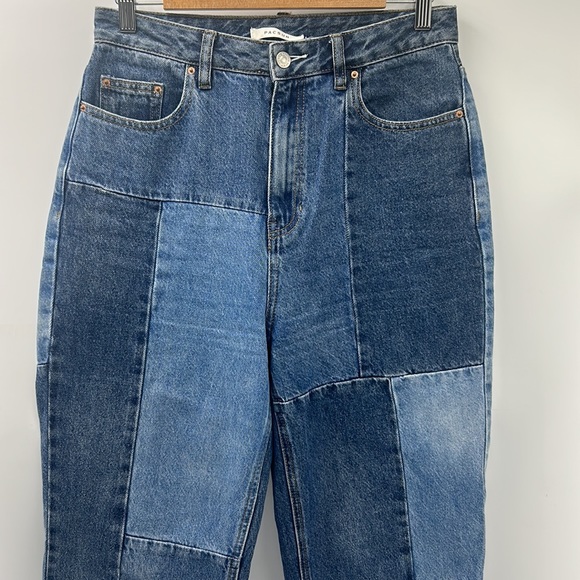 PACSUN ECO PATCHWORK BOYFRIEND JEANS WOMEN SIZE 28x32 BLUE JEANS - Picture 2 of 14